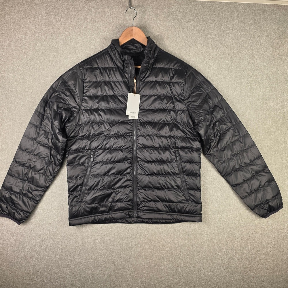 Quince Cozy Mens Responsible Down Puffer Jacket Black Goose Down Size M NWT